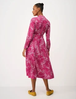 Floral Notch Neck Midi Shirt Dress