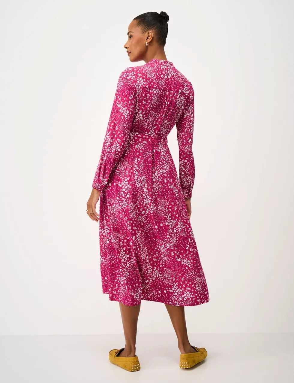 Floral Notch Neck Midi Shirt Dress