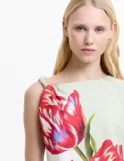 Floral One Shoulder Midaxi Column Dress