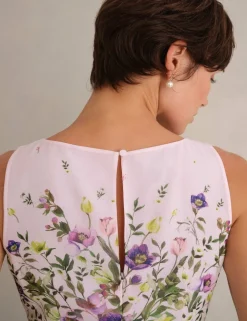 Floral Round Neck Knee Length Skater Dress