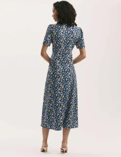 Floral Round Neck Midi Tea Dress