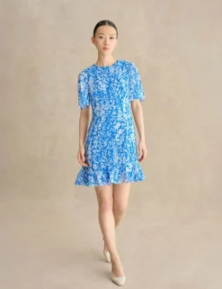 Floral Round Neck Mini Shift Dress