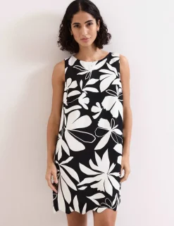 Floral Round Neck Mini Shift Dress