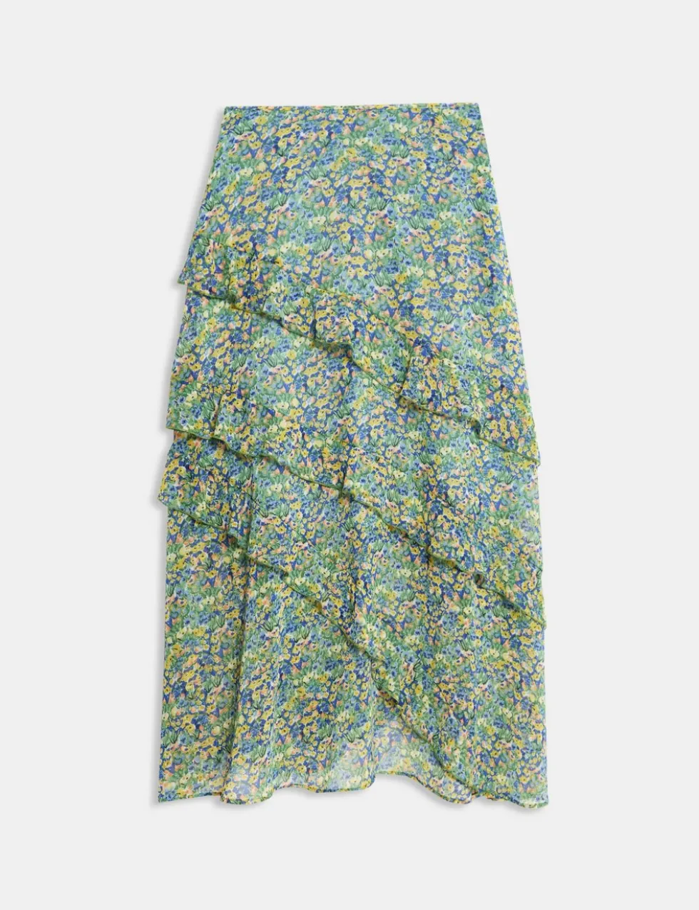 Floral Ruffle Midi Tiered Skirt