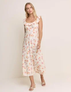 Floral Scoop Neck Midaxi Tea Dress