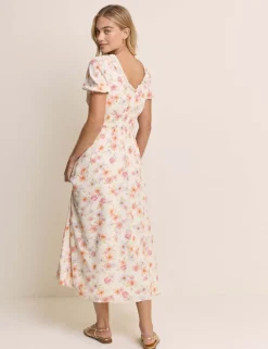 Floral Scoop Neck Midaxi Waisted Dress
