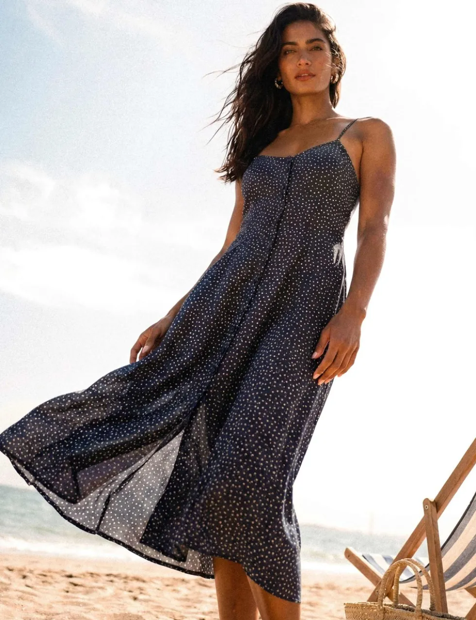 Floral Scoop Neck Midi Slip Dress