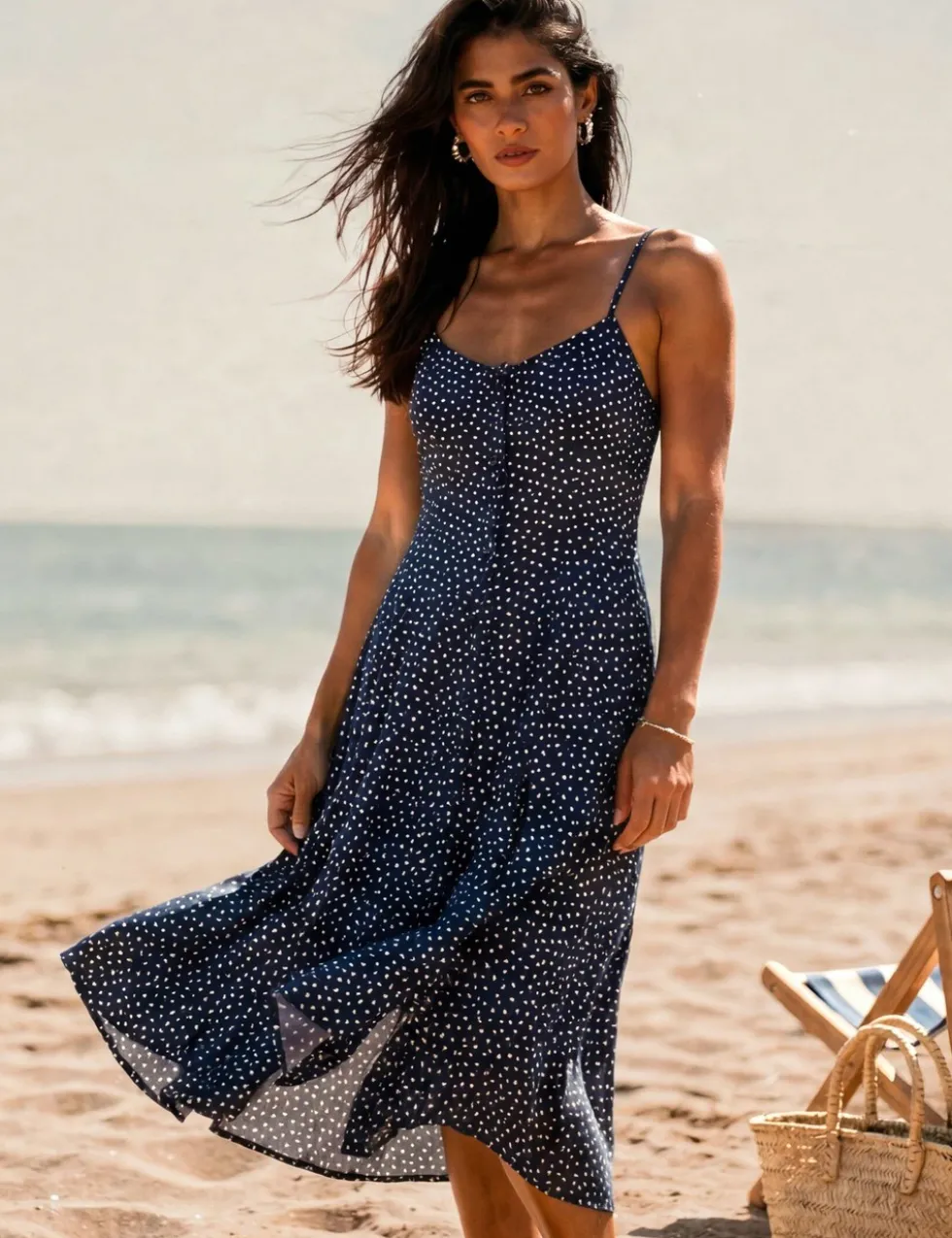 Floral Scoop Neck Midi Slip Dress