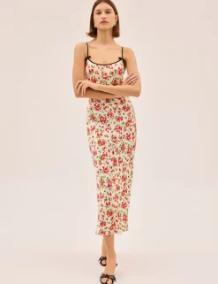 Floral Scoop Neck Midi Slip Dress