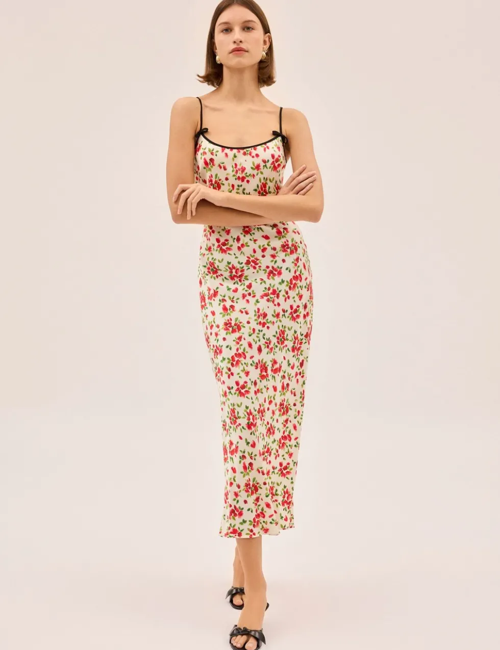 Floral Scoop Neck Midi Slip Dress