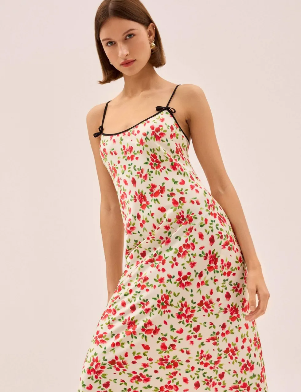 Floral Scoop Neck Midi Slip Dress