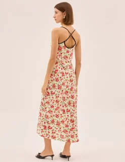Floral Scoop Neck Midi Slip Dress