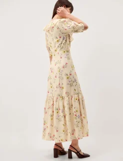 Floral Scoop Neck Midi Tea Dress