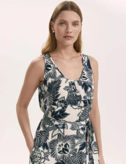Floral Scoop Neck Midi Tiered Dress