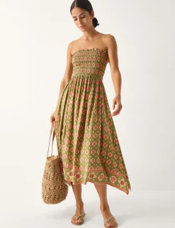 Floral Shirred Bandeau Midi Dress