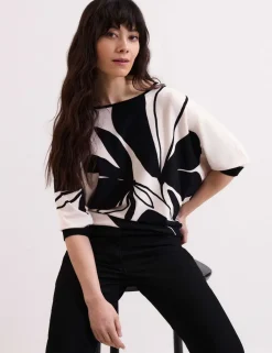 Floral Slash Neck Jumper