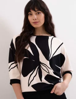 Floral Slash Neck Jumper