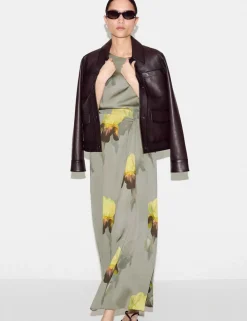 Floral Slash Neck Midaxi Waisted Dress