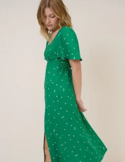 Floral Square Neck Midi Tea Dress