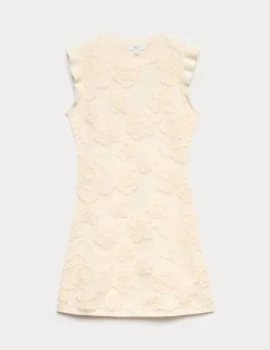 Floral Textured Knitted Mini Dress