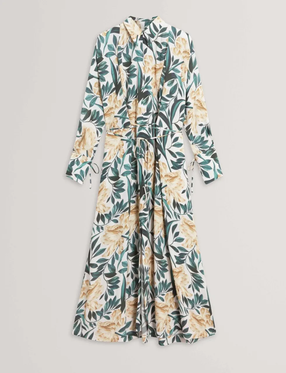 Floral Tie Detail Maxi Shirt Dress