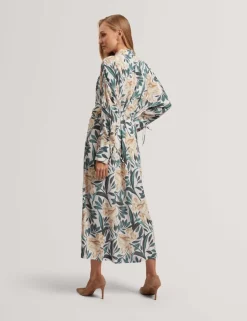 Floral Tie Detail Maxi Shirt Dress
