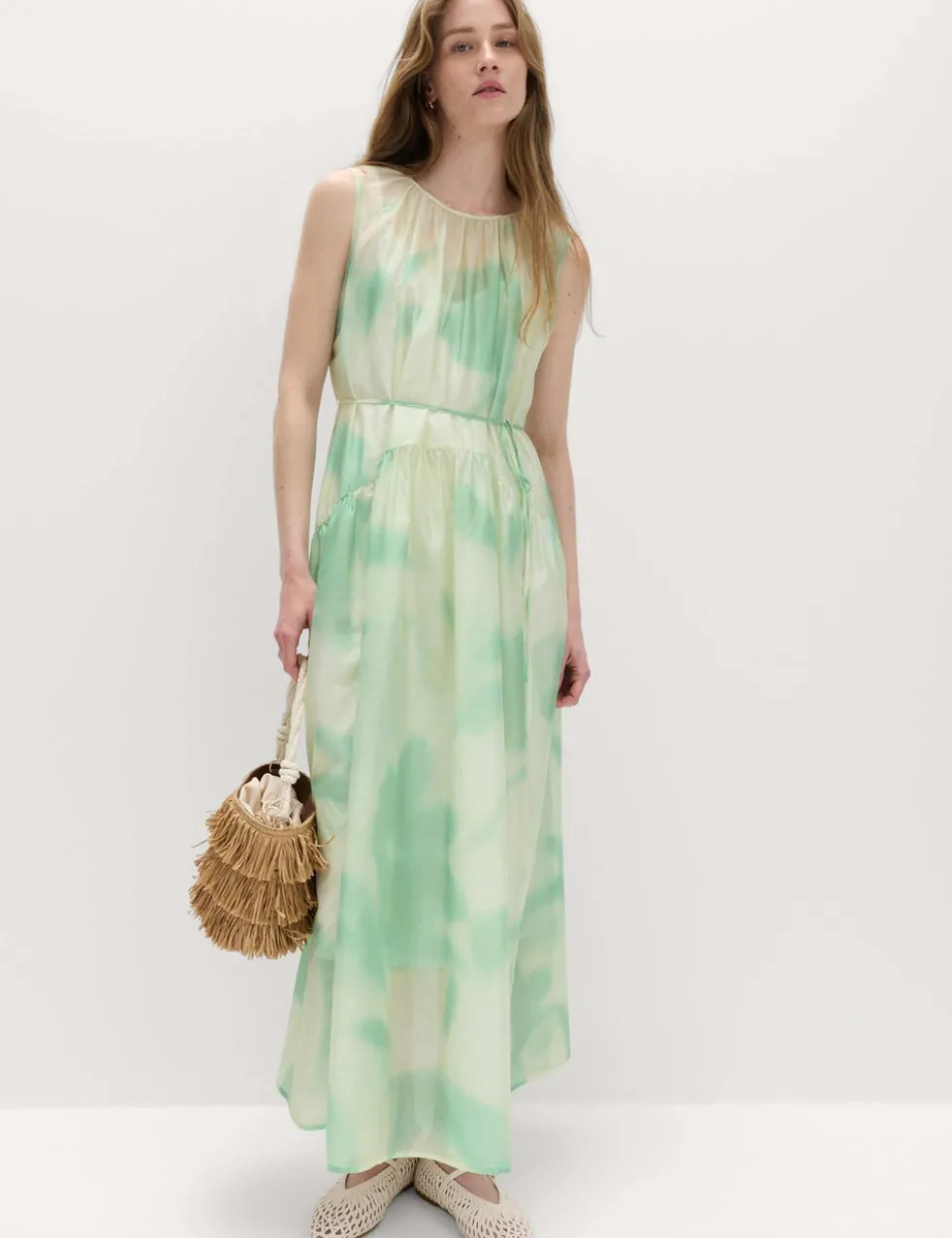 Floral Tie Detail Midi Tiered Dress