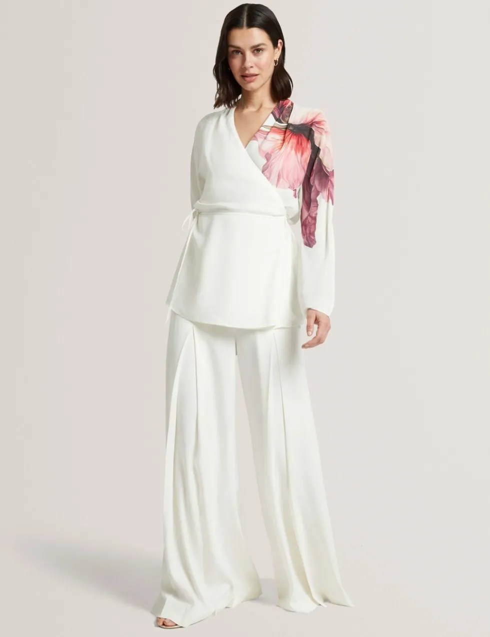 Floral Tie Detail Wrap Blouse