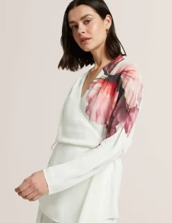 Floral Tie Detail Wrap Blouse