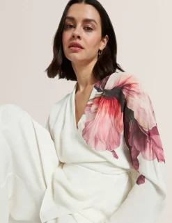 Floral Tie Detail Wrap Blouse