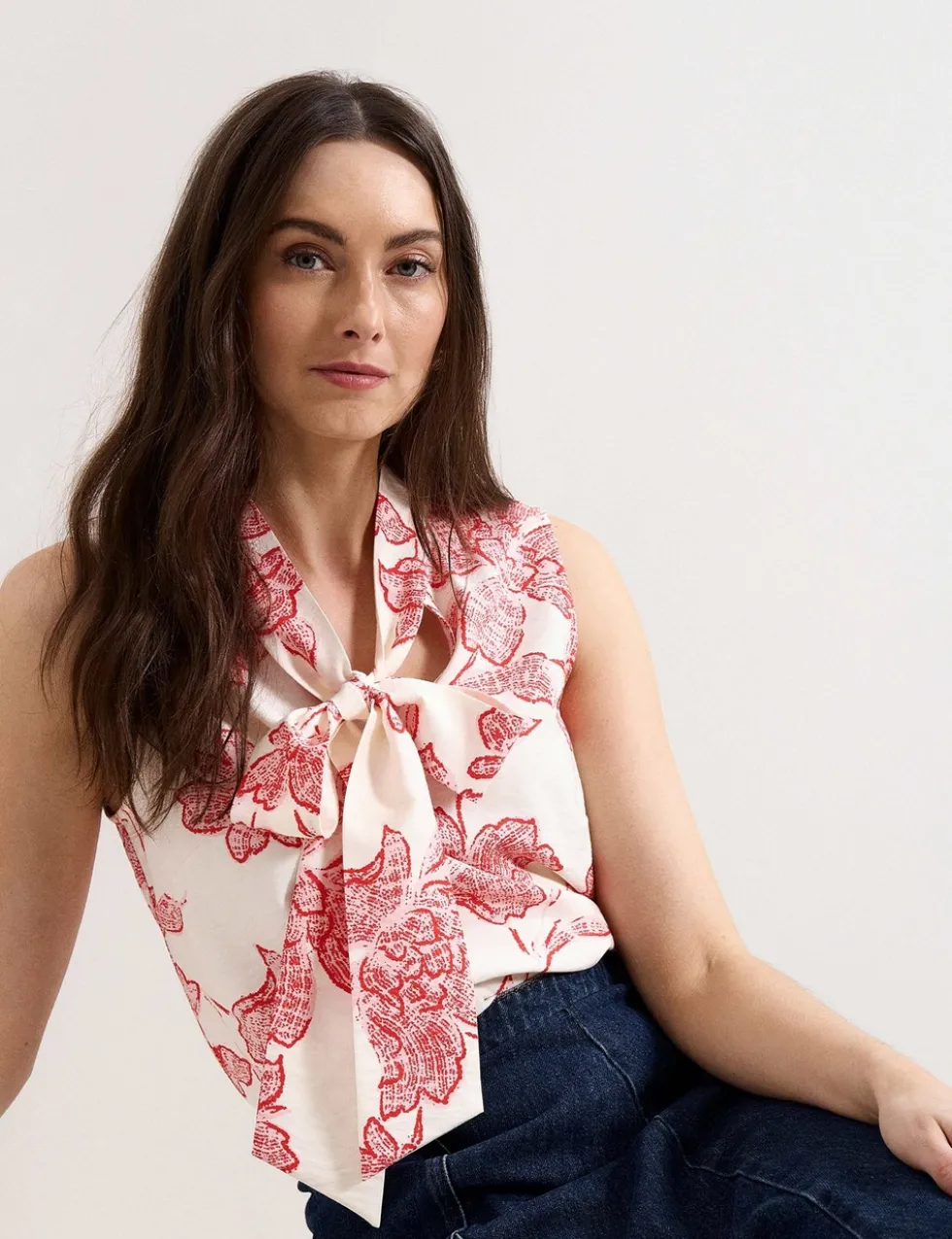 Floral Tie Neck Blouse