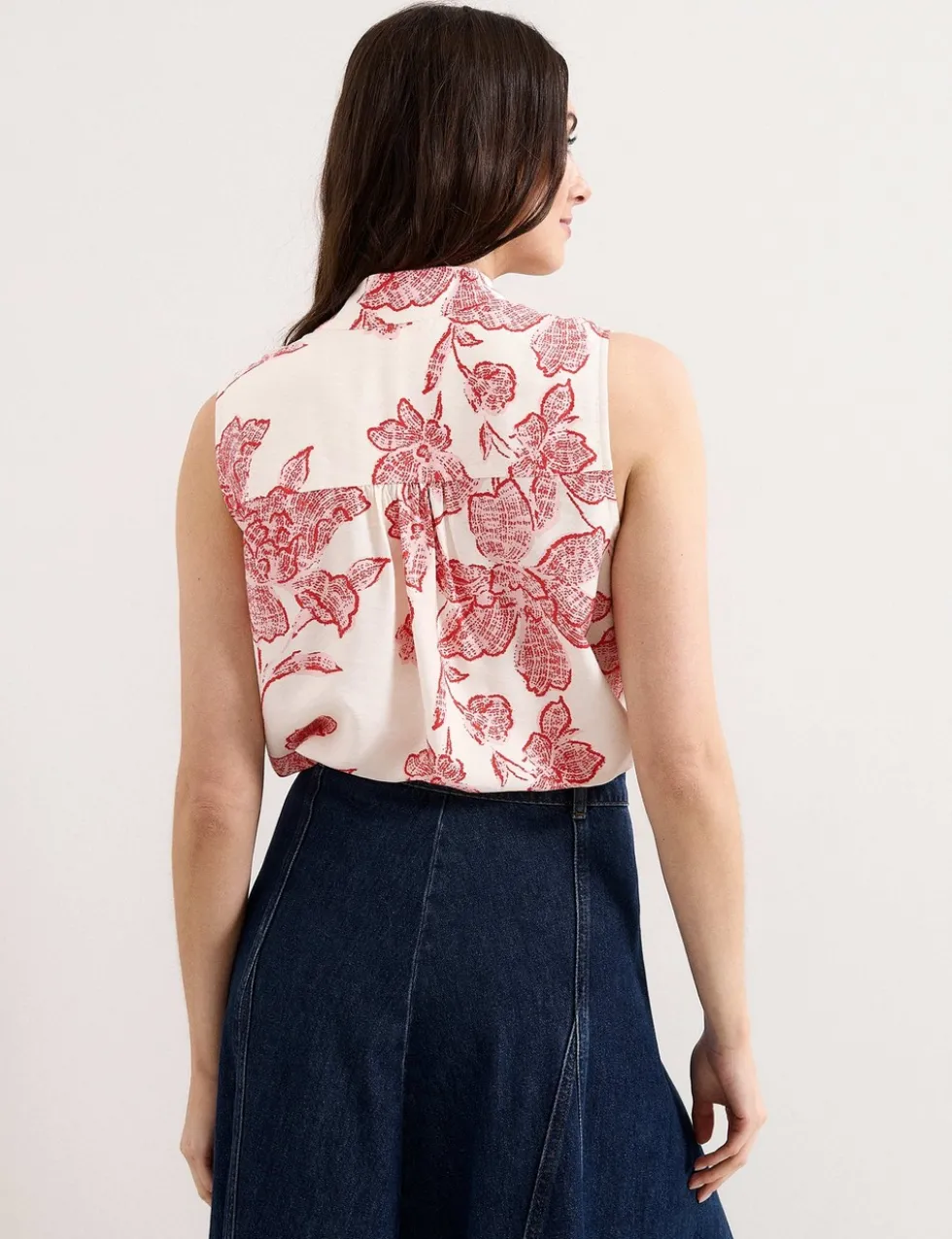 Floral Tie Neck Blouse