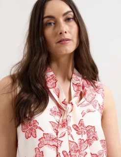 Floral Tie Neck Blouse