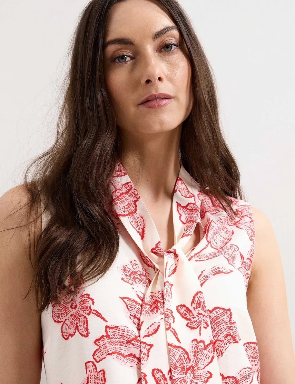 Floral Tie Neck Blouse