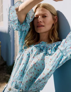 Floral Tie Neck Relaxed Blouse