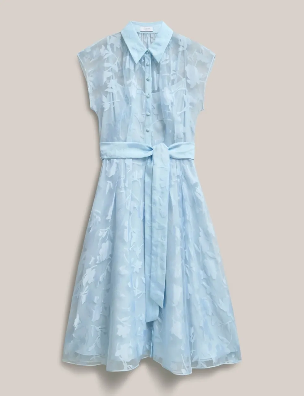Floral Tie Waist Knee Length Skater Dress