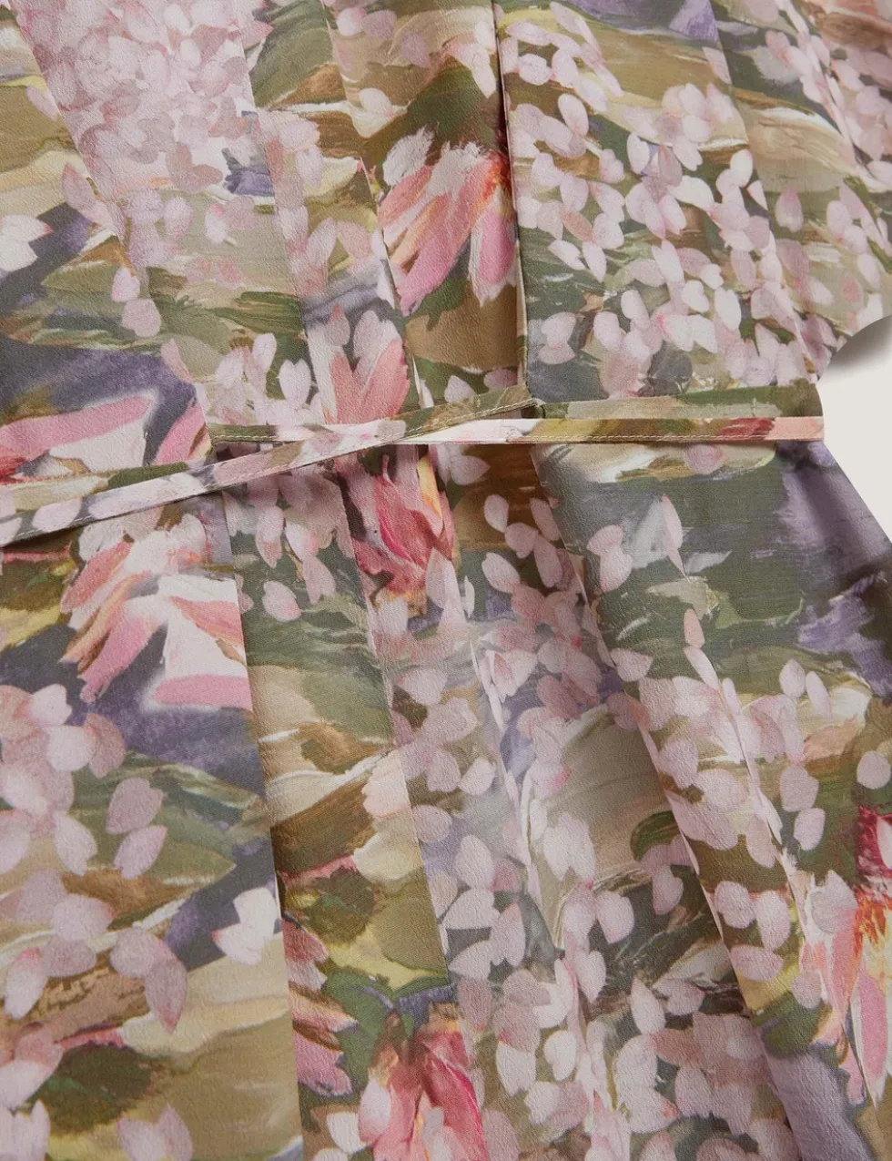 Floral Tie Waist Midi Shirt Dress