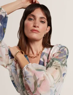 Floral Tie Waist Pleated Mini Smock Dress