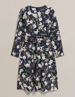 Floral Tie Waist Skater Knee Length Dress