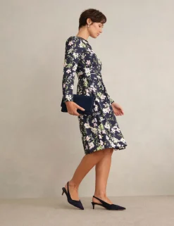 Floral Tie Waist Skater Knee Length Dress