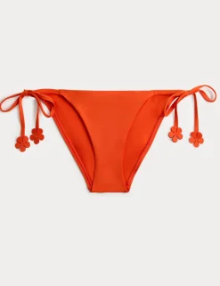 Floral Trim Tie Side Bikini Bottoms