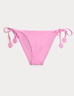 Floral Trim Tie Side Bikini Bottoms