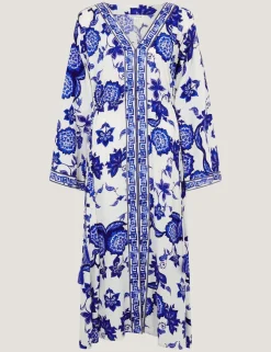 Floral V-Neck Angel Sleeve Maxi Beach Dress