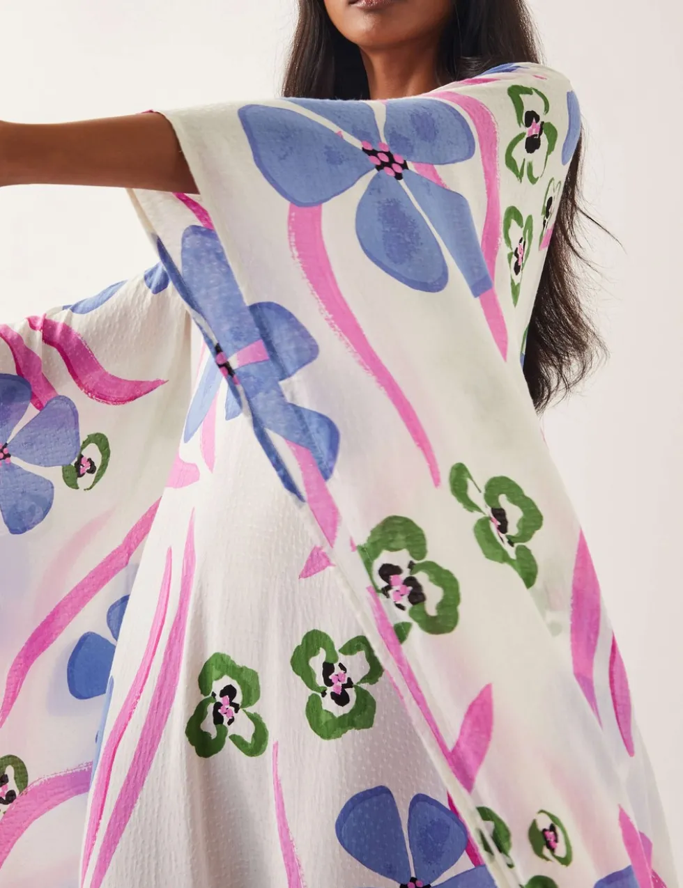 Floral V-Neck Beach Cover Up Kaftan