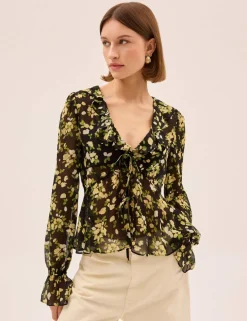 Floral V-Neck Blouse
