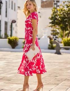 Floral V-Neck Empire Line Midi Dress