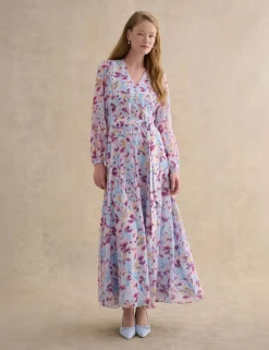 Floral V-Neck Maxi Skater Dress