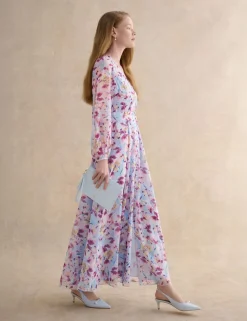 Floral V-Neck Maxi Skater Dress