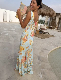 Floral V-Neck Maxi Slip Dress