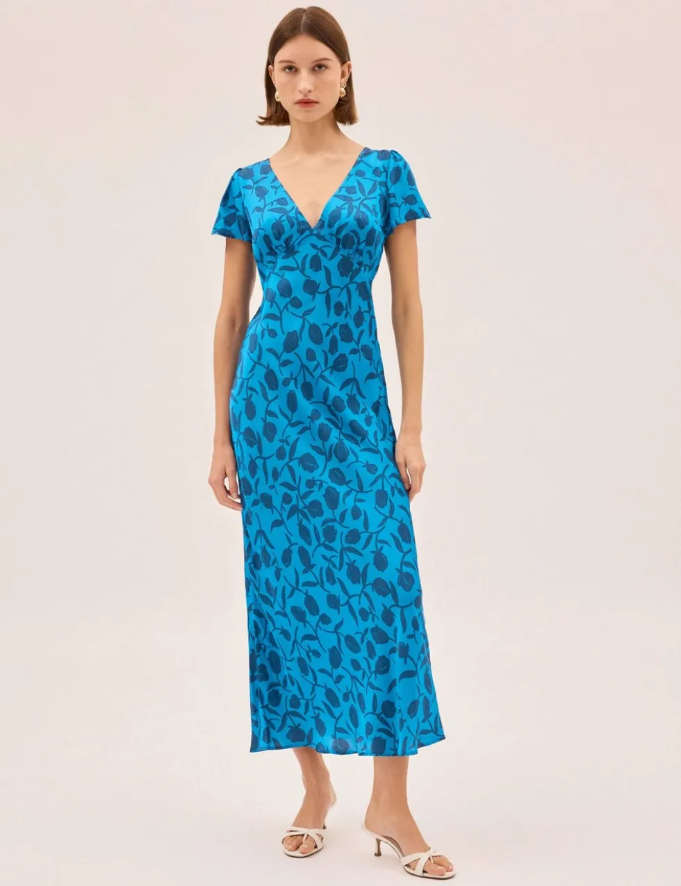 Floral V-Neck Midaxi Tea Dress